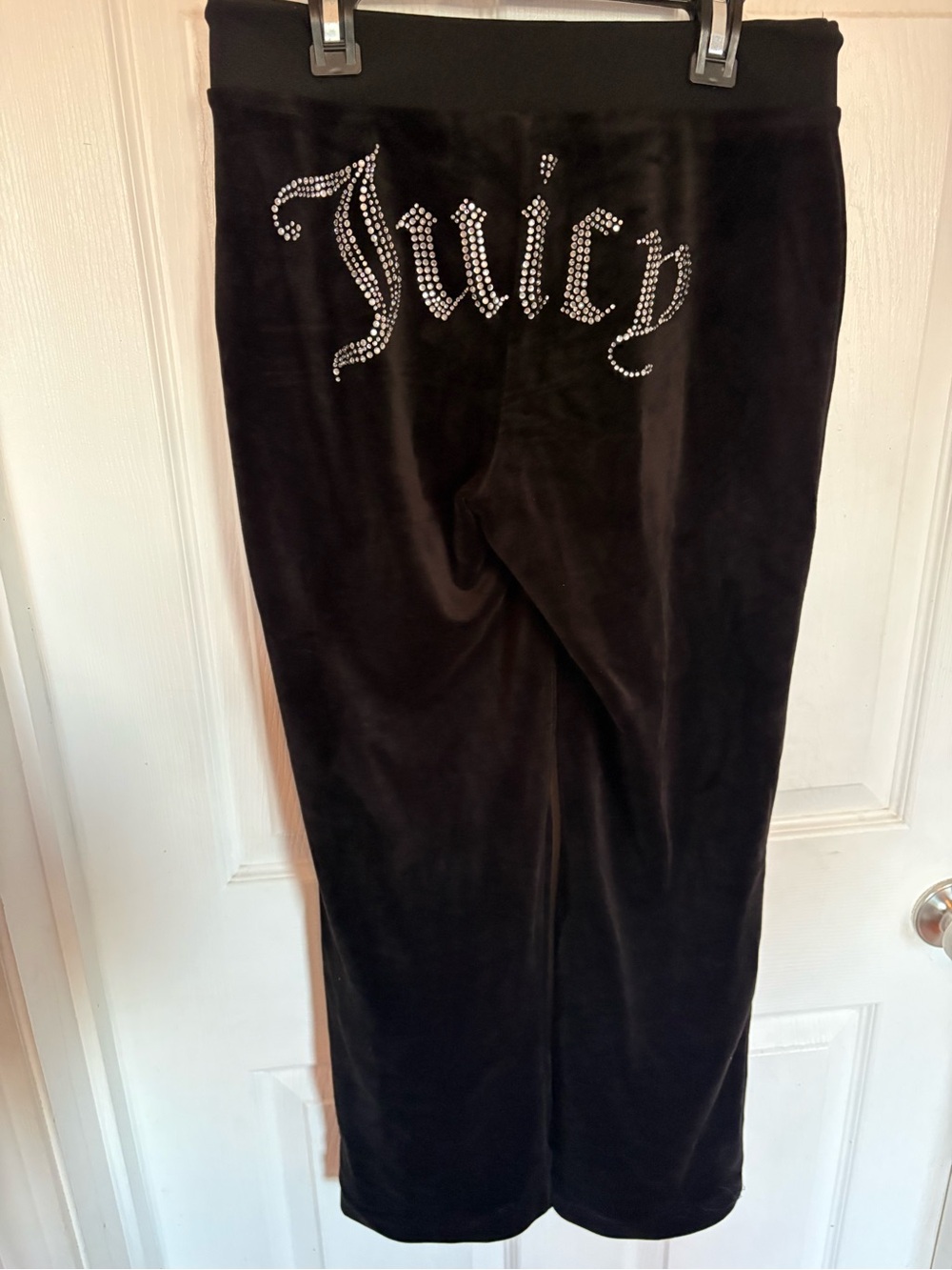 Juicy Couture Black Velour Rhinestone 'Juicy' Track Pants